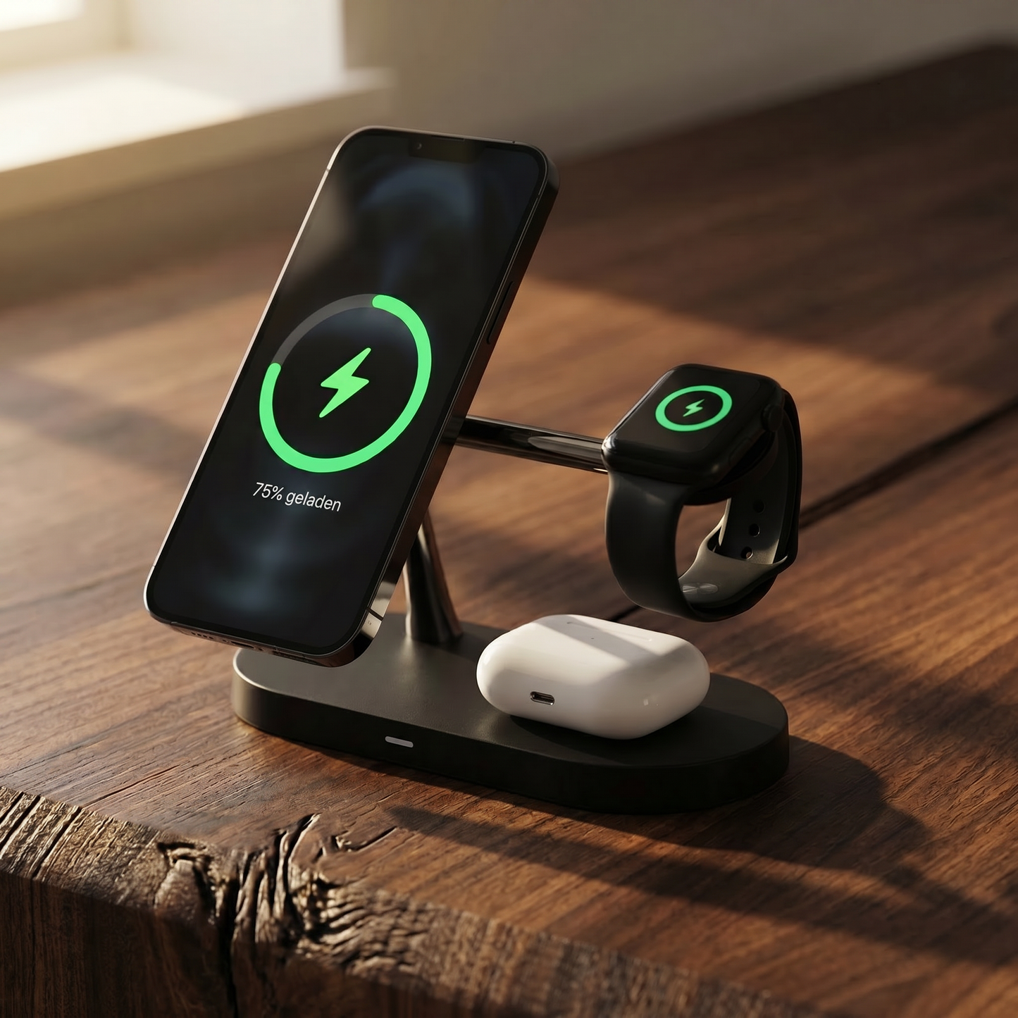 LuxCharge - 4-in-1 Kabellose Ladestation für Apple und Samsung (Android)