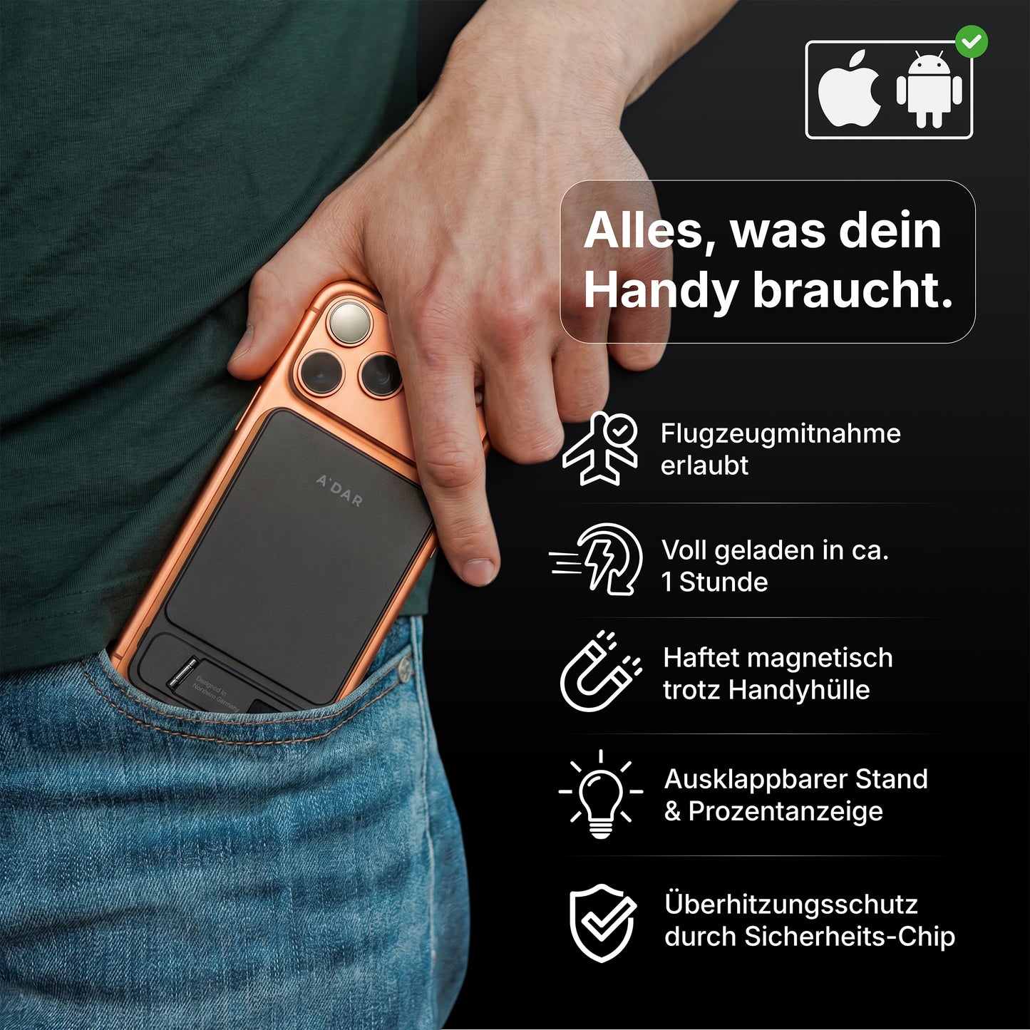 Magnetische PowerBank mit Überhitzungsschutz